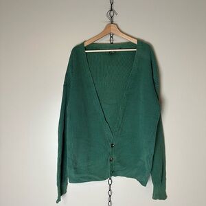 Vintage Nordstrom Green Ribbed Cardigan Sweater Large
